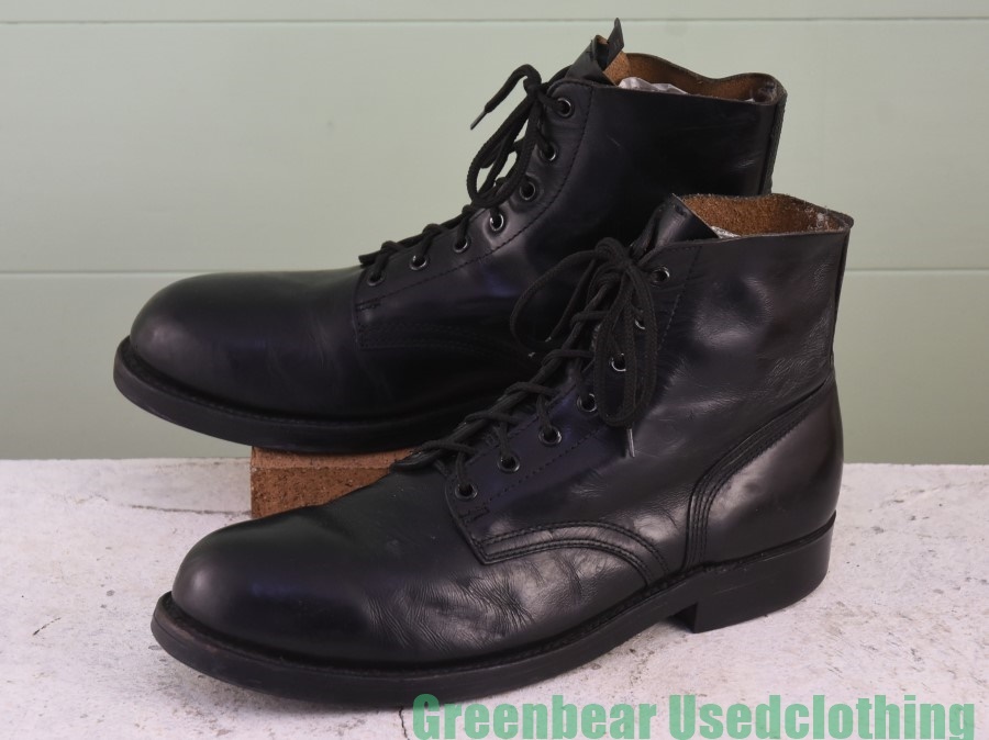 Y361◆ビンテージ【H.H.BROWN】軍ブーツ 良い味 スチールトゥ 黒 ブラック メンズ 11E 29cm_画像1