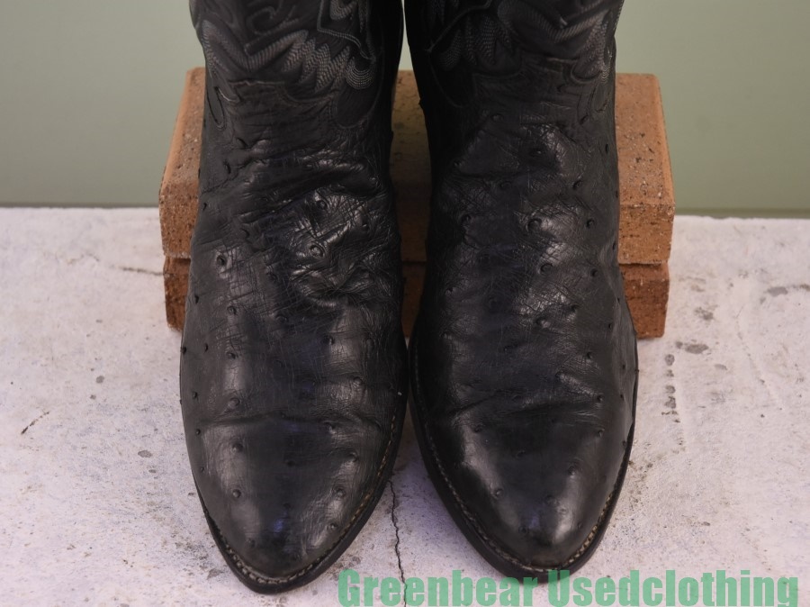 Y386*USA made [Justin] Vintage western boots is good taste atmosphere eminent Ostrich wise small . black black men's 11B 29cm