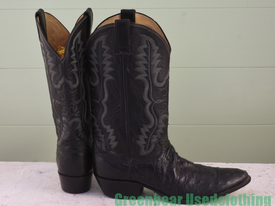 Y386*USA made [Justin] Vintage western boots is good taste atmosphere eminent Ostrich wise small . black black men's 11B 29cm