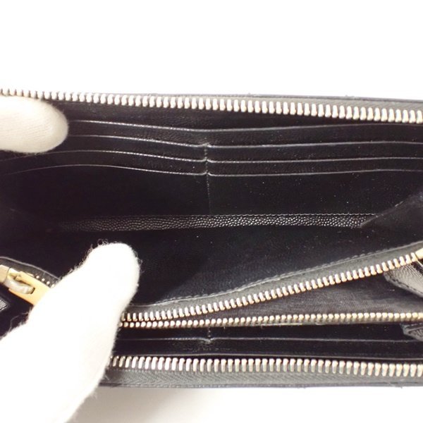 ●中古●イブサンローラン Yves Saint Laurent ラウンドジップ 長財布 黒 キャビアスキン YSL ※ベタあり_画像6