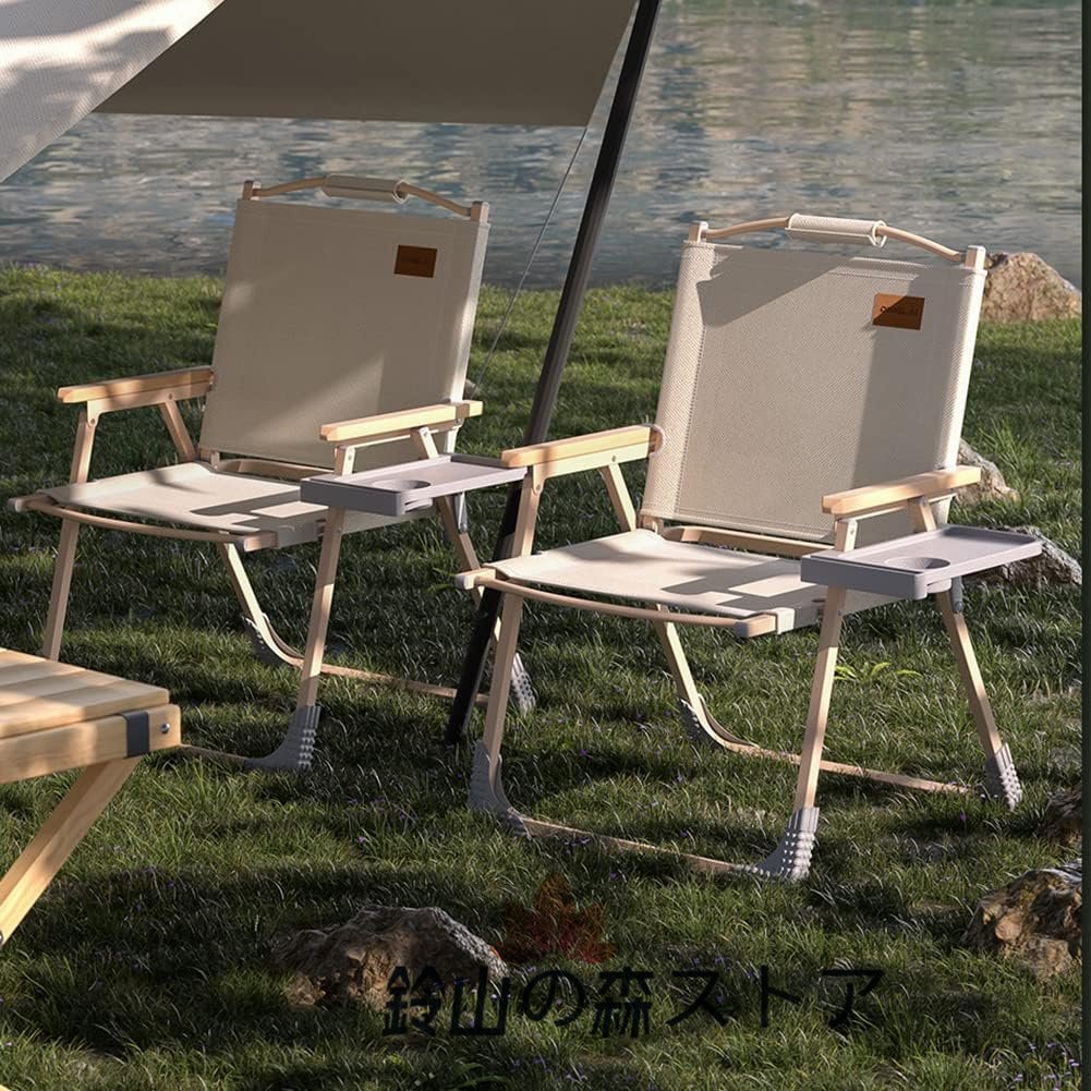2個 多機能チェア キャンプ チェア アウトドア 軽量 折りたたみ 椅子 ひじ掛け付 耐荷重 150kg チェアカップホルダー付き コンパクト_画像4