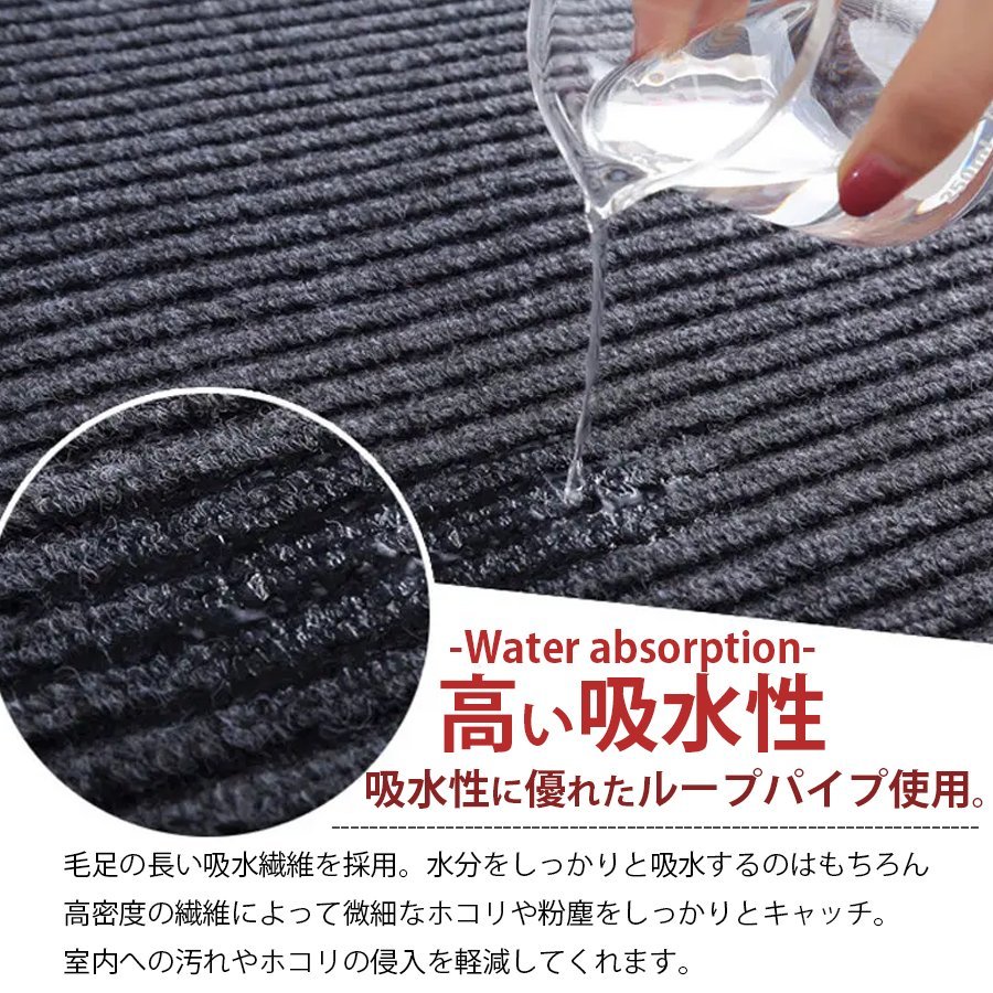 玄関マット 【グレー】 吸水マット 屋外 室内 洗える 大判 120cm×80cm 無地 滑り止め付き 庭用 室外 屋内 丸洗い ドアマット LB-328_画像3