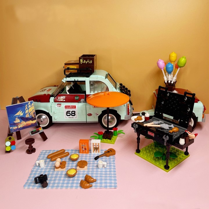【国内発送・送料込み】箱なし LEGO レゴ互換 フィアット500 キャンピングカー 1,475ピース