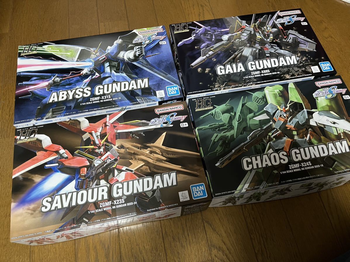 新品 送料無料 4個セット HG 1/144 23年12月再生産分 セイバー カオス ガイア アビス 機動戦士ガンダムSEED DESTINY ガンプラ バンダイ_画像1