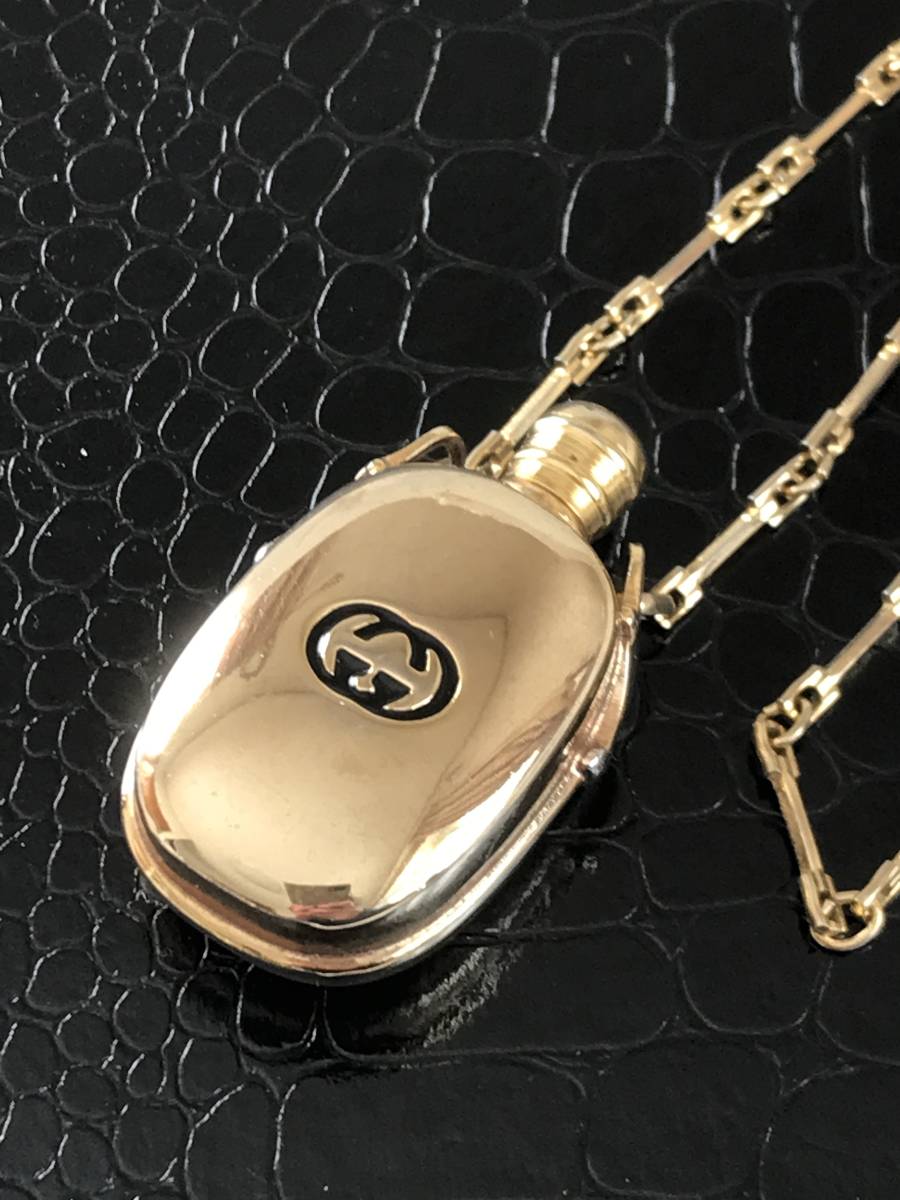 * GUCCI Gucci GG Gold колье пуховка .-m бутылка духи бутылка Vintage античный Old редкий редкость *