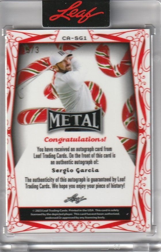 2023 LEAF Metal Sergio Garcia 3/3 CA-SG1 直筆サインカード Auto_画像2