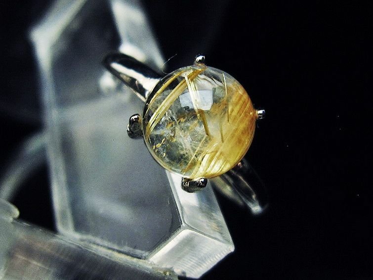 誠安◆天然石最高級品ゴールドタイチンルチル指輪(13号)[T137-2599]_画像2