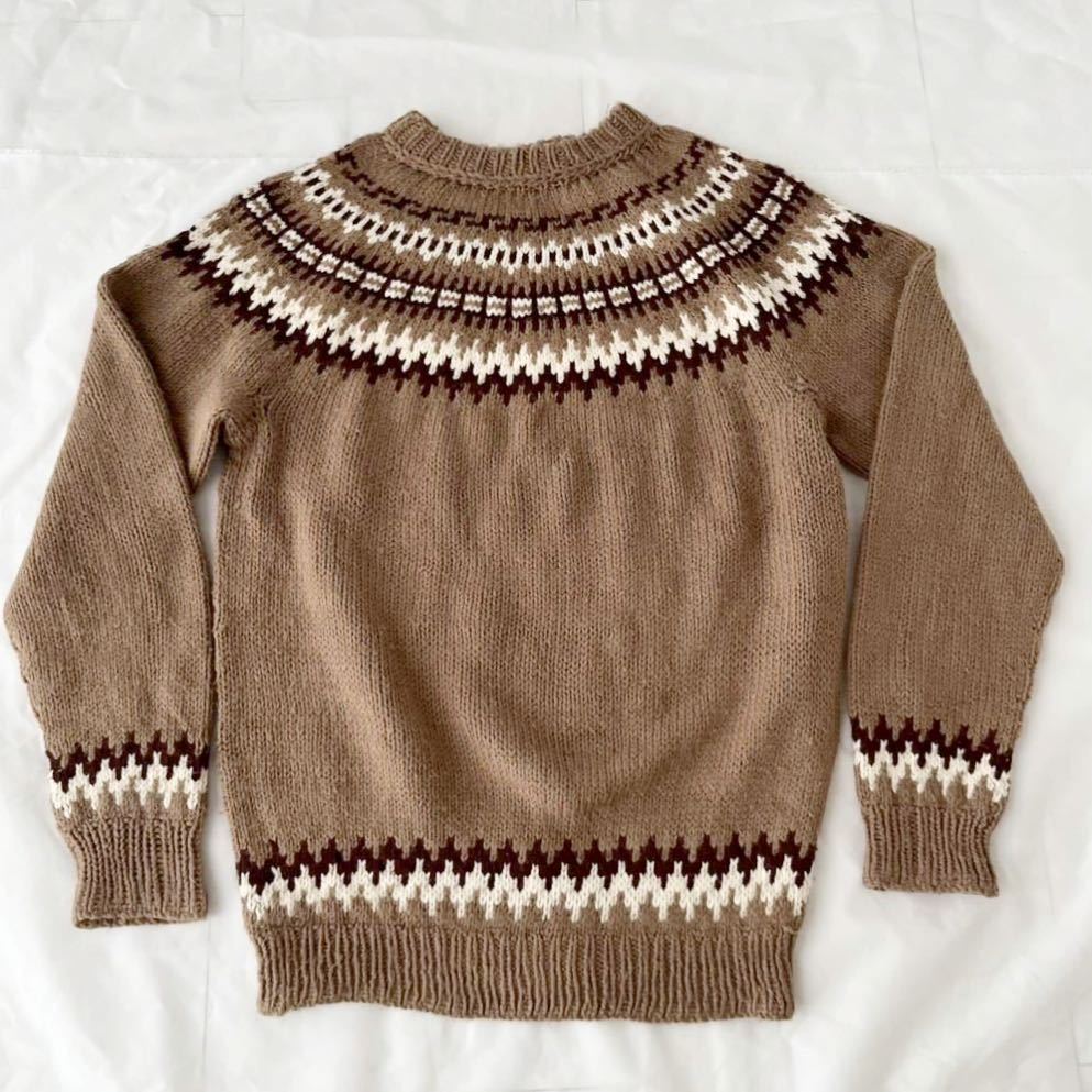 60s ハンドニット ノルディック柄 セーター （ ビンテージ 60年代 ウール WOOL ローゲージ カウチン 雪柄 50s hand Knit 40s 30s vintage_画像1