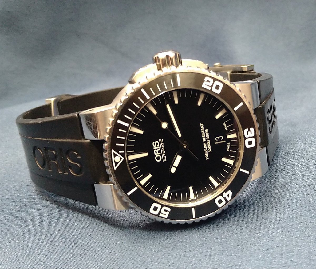 ＄【 ORIS Aquis オリス アクイス デイト ダイバー 01 733 7653 4154-07 4 26 34EB 自動巻き ギャランティカード付 時計 】KH10991_画像5