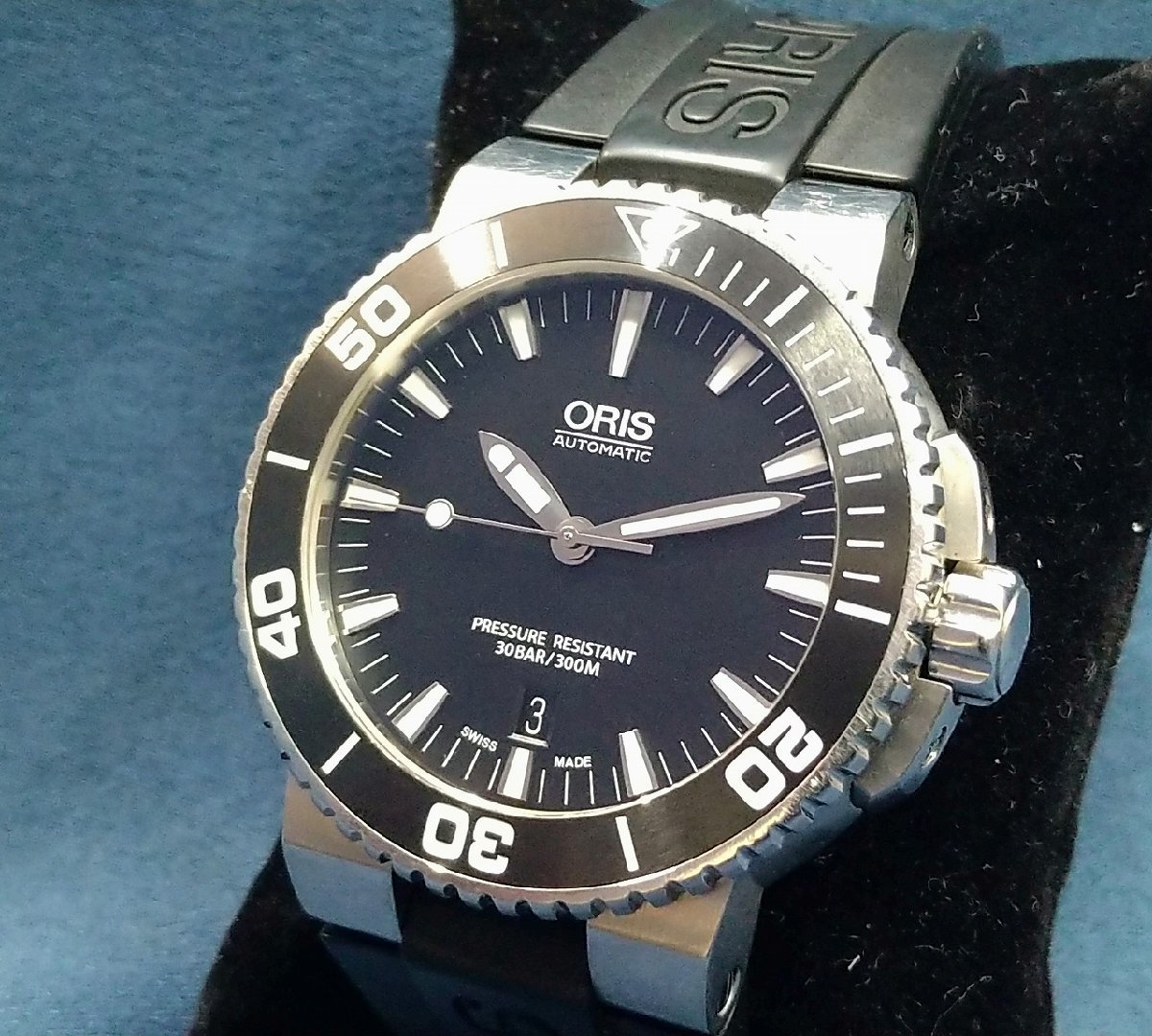 ＄【 ORIS Aquis オリス アクイス デイト ダイバー 01 733 7653 4154-07 4 26 34EB 自動巻き ギャランティカード付 時計 】KH10991の画像1