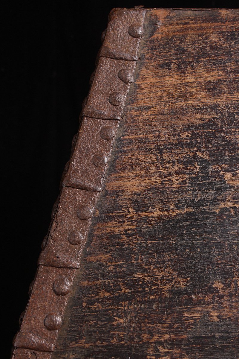 DS150 中国古美術 1880年 19世紀 中国 鉄装飾 木製 ライスメジャー 高40.4cm 重3.8kg 証明書付・米計量器・ Wood Rice Measure_商品詳細もご覧ください