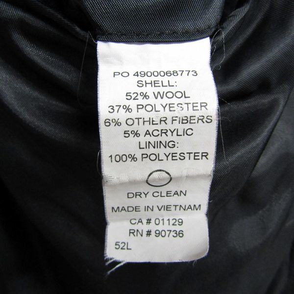 ビッグ サイズ 52L Lauren Ralph Lauren ウール コート ブラック ラルフローレン 古着 ビンテージ 3JA1404の画像4