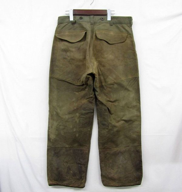 ★ USA製 FILSON ★ TIN PANTS ダブルニー ハンティング パンツ オイル 加工 オリーブ フィルソン 古着 ビンテージ 3JA0513_画像2