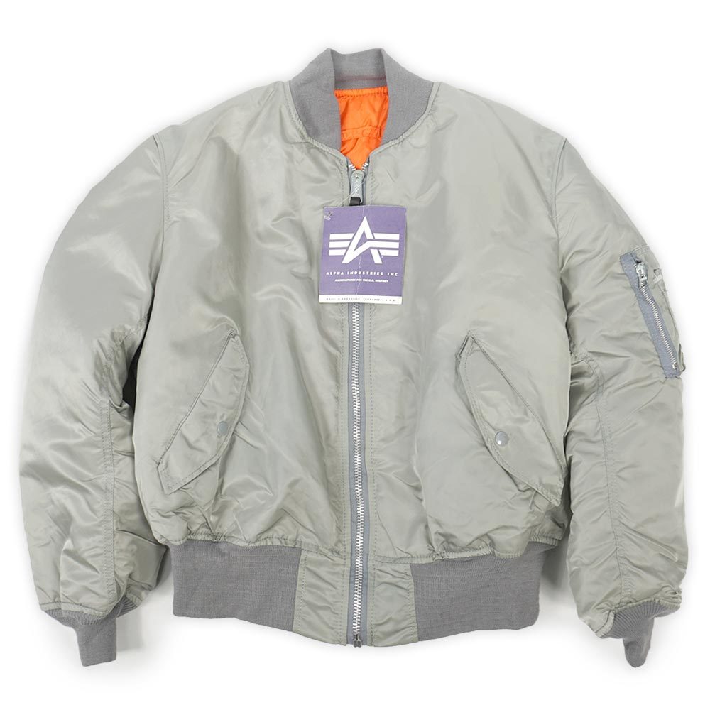 未使用 アルファインダストリーズ ALPHA INDUSTRIES デッド 90s 00s MA-1 フライトジャケット USA製 (-1124) シルバーグレー XL_画像1