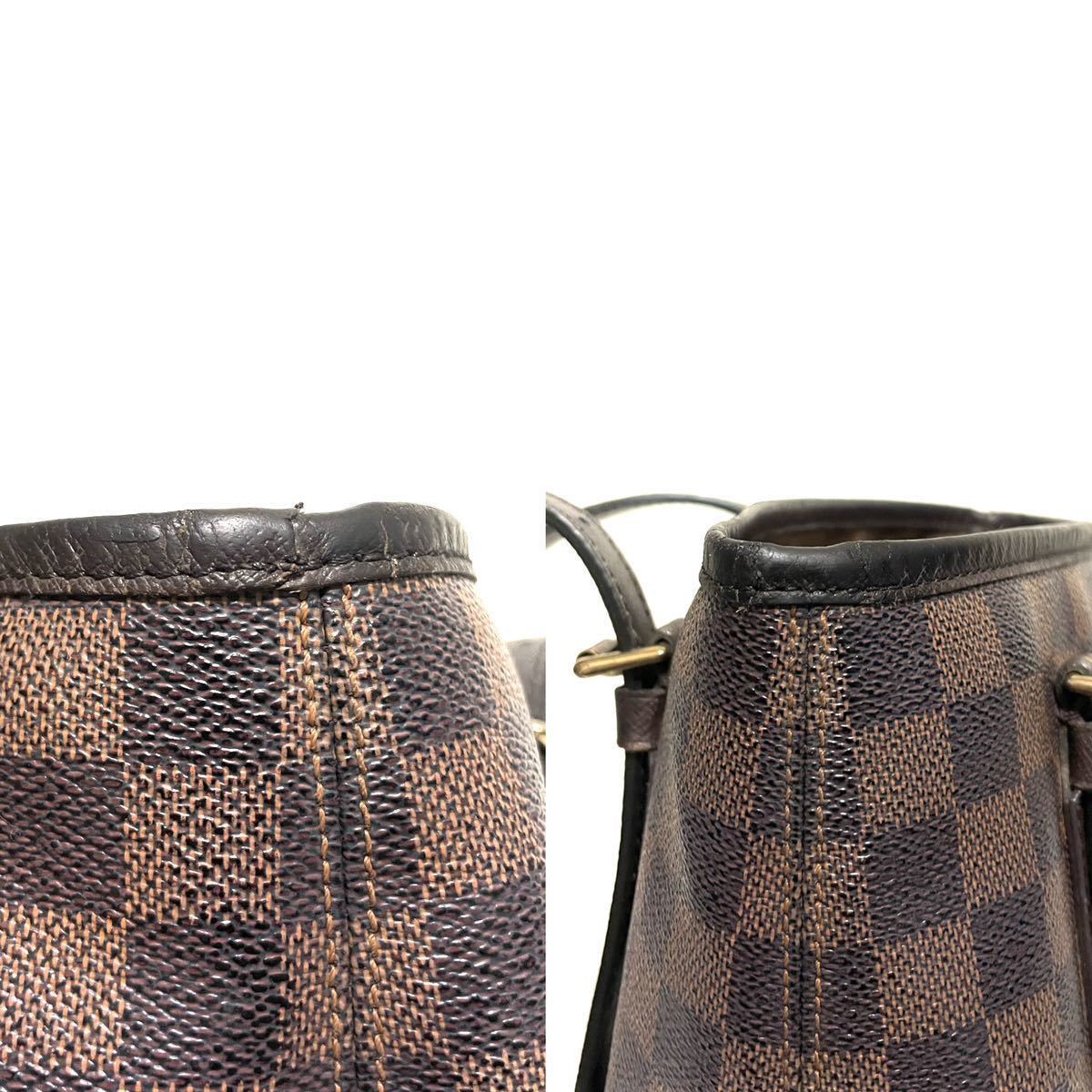 1円スタート！ 美品 LOUIS VUITTON ルイ・ヴィトン ダミエ バケツ マレ ショルダーバッグ トートバッグ ブラウン レディース _画像8