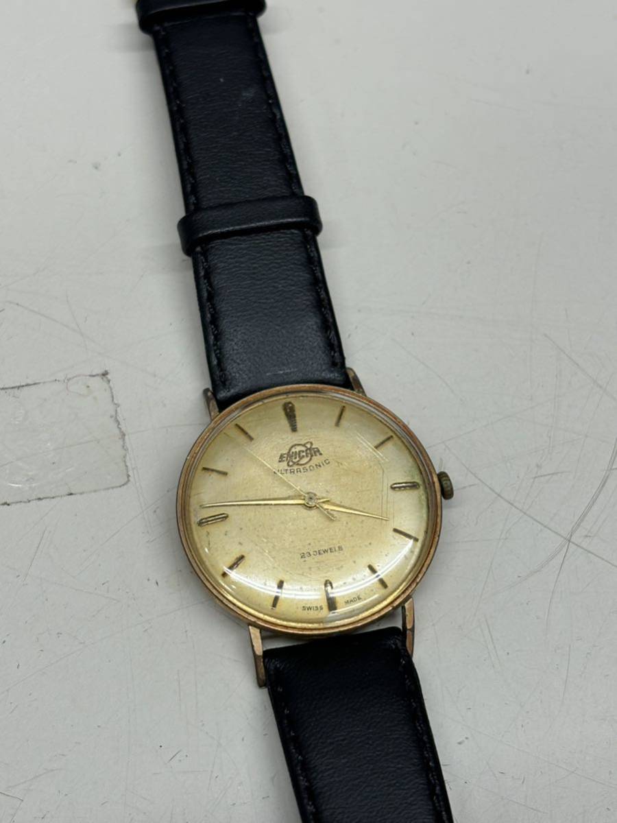 B3881【アンティーク】エニカ ENICAR ウルトラソニック ULTRASONIC 手巻き 23石 メンズ腕時計_画像1
