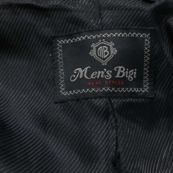 MEN'S BIGI メンズビギ 秋冬 羊革★ ラム レザー シングル ライダース ジャケット Sz.4　メンズ 黒　I4T00057_1#N_画像5