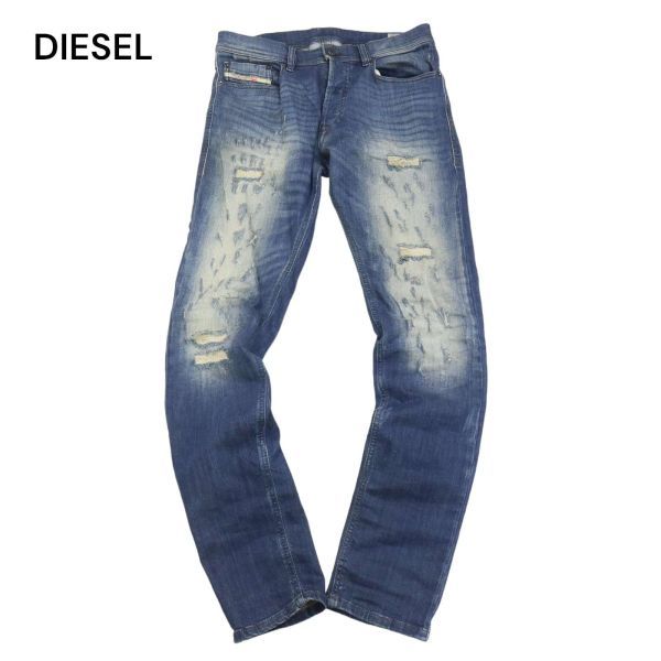 DIESEL ディーゼル 【TEPPHAR R08C6】 クラッシュ加工 ストレッチ スリム キャロット デニム パンツ ジーンズ Sz.29　メンズ　I4B00044_1#R_画像1