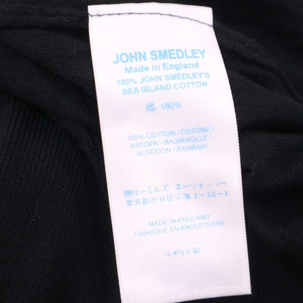 英国製★ JOHN SMEDLEY ジョンスメドレー 通年 シーアイランドコットン ニット セーター Sz.XL　メンズ 黒　I4T00157_1#L_画像6