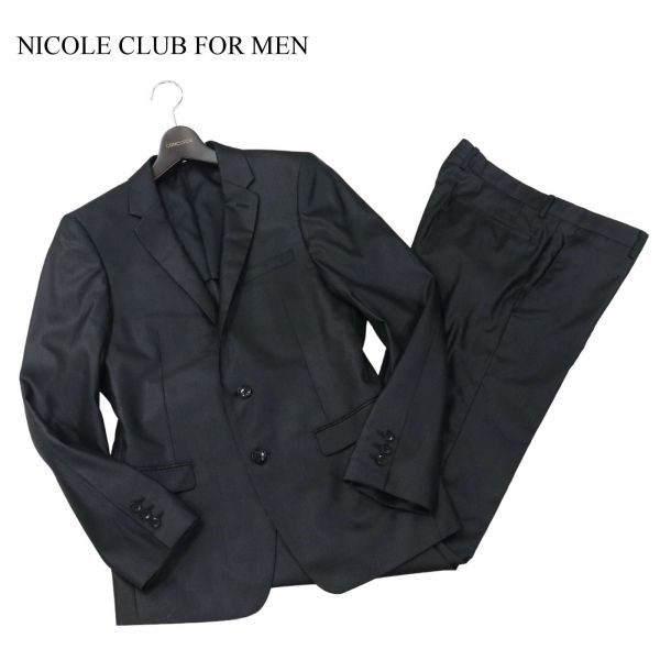 NICOLE CLUB FOR MEN ニコルクラブ フォーメン 通年 背抜き★ シャドーストライプ セットアップ スーツ Sz.46　メンズ 黒　I4T00201_1#O