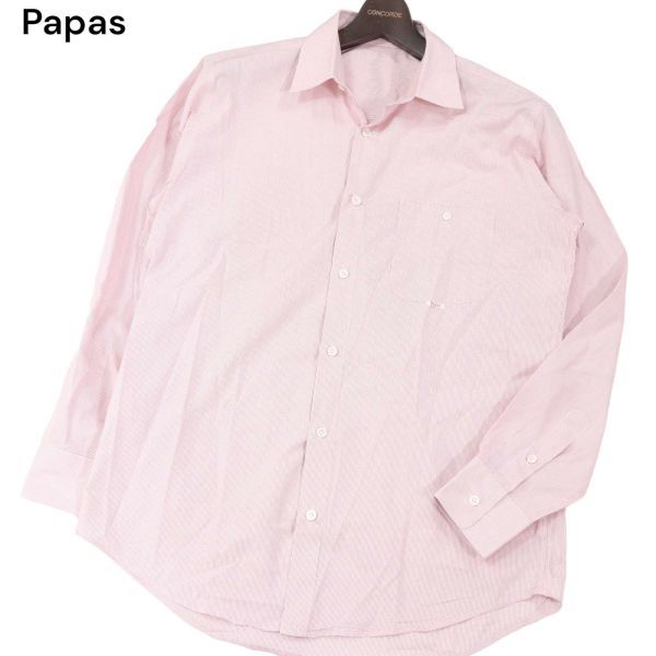 Papas パパス 通年 ゆったり★ 長袖 コットン チェック シャツ Sz.M　メンズ 日本製　I4T00223_1#C_画像1