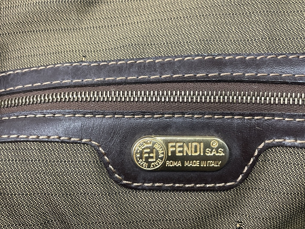 １円〜♪FENDI フェンディ ズッカ柄 ハンドバッグ キャンバス レザー 14967（タグ切れ）ストラップなし_画像9