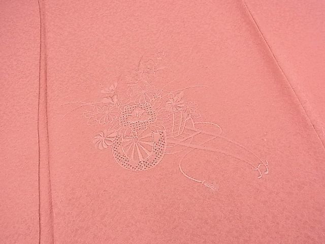  flat peace shop Noda shop # tsukesage undecorated fabric total embroidery swatou embroidery flower car writing peach color excellent article unused n-sa3619