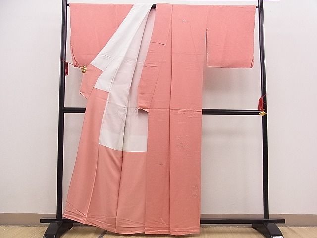  flat peace shop Noda shop # tsukesage undecorated fabric total embroidery swatou embroidery flower car writing peach color excellent article unused n-sa3619