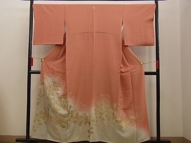 平和屋野田店■豪華色留袖 秋草文 暈し染め 金彩 逸品 n-xi0627の画像1