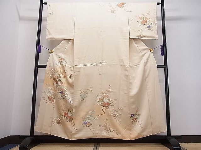 平和屋1■訪問着　刺繍　花籠文　逸品　ua5808_画像1