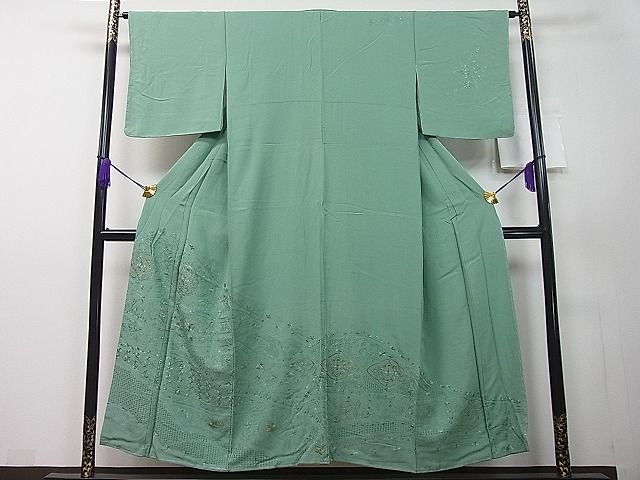 平和屋1■訪問着　総刺繍　スワトウ刺繍　正倉院吉祥花文　金糸　鈴乃屋扱い　逸品　ut6288_画像2