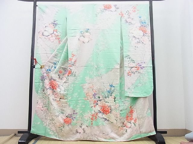 平和屋野田店■豪華振袖 吉祥草花文 銀彩 逸品 n-yc4885の画像1