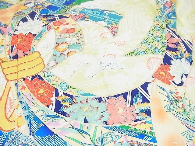 平和屋野田店■豪華振袖 駒刺繍 束ね熨斗牡丹花文 金彩 逸品 n-yc4859の画像4