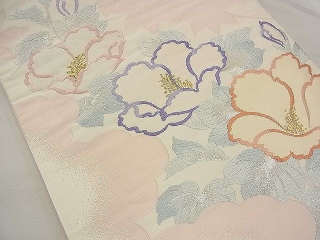 平和屋野田店■六通柄袋帯　唐織　花尽し　金糸　逸品　n-ea0944_画像2