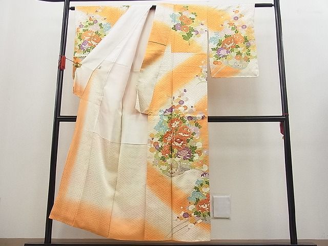 平和屋野田店■訪問着 駒刺繍 花車文 暈し染め 金彩 やまと誂製 逸品 n-fw4765の画像3