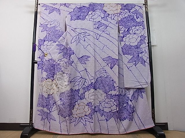 平和屋1■豪華振袖 駒刺繍 絞り 笹竹牡丹文 逸品 ut6540の画像1