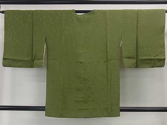 平和屋1■道行コート ふくれ織 吉祥地紋 柳茶色 逸品 dy7371の画像1