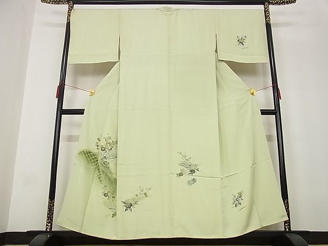 平和屋-こころ店■訪問着 草花文 金彩 着丈157cm 裄丈69.5cm 正絹 逸品 A-ja5203の画像1