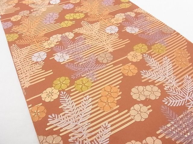 平和屋-こころ店■六通柄袋帯　織吉　舞花文　金糸　正絹　逸品　B-cy7336_画像2