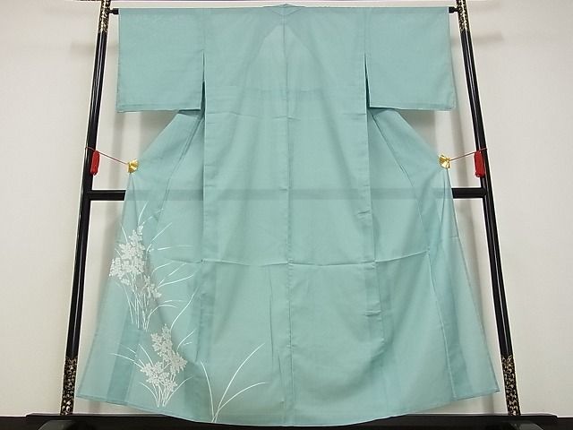 平和屋-こころ店■夏物　色留袖　絽　芝草文　銀彩　着丈155cm　裄丈64.5cm　洗える着物　mop4009