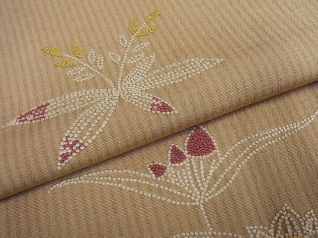 平和屋-こころ店■付下げ 総相良刺繍 草花文 着丈155cm 裄丈62.5cm 正絹 逸品 未使用 B-ph9315の画像5