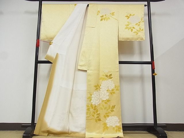 平和屋-こころ店■訪問着　枝花文　金彩　着丈169.5cm　裄丈68cm　正絹　逸品　1B-wt939_画像2