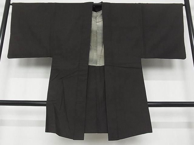 平和屋-こころ店■男性　羽織　色無地　鉄色　正絹　逸品　1B-wt965_画像1