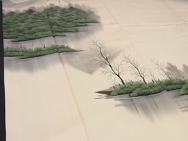 平和屋野田店■訪問着　手描き　樹林風景文　暈し染め　逸品　n-hj7913_画像4