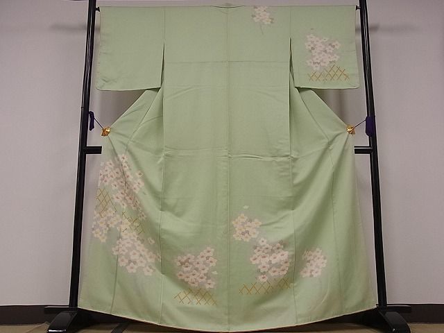 平和屋-こころ店◆訪問着 枝花文 着丈164cm 裄丈65cm 正絹 逸品 mop107の画像2