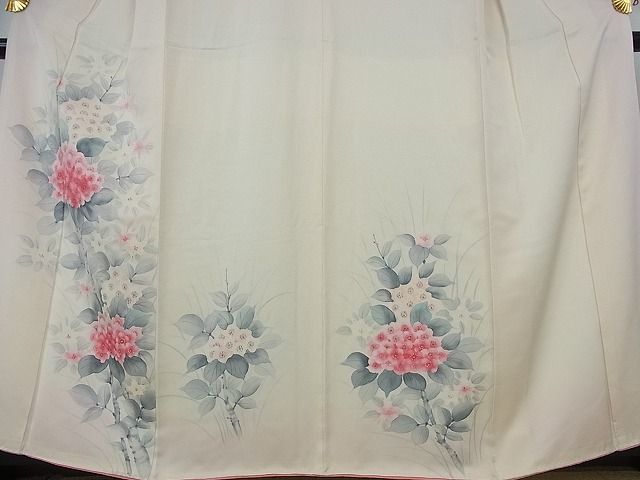 平和屋-こころ店◆訪問着 手描き 紫陽花 着丈159.5cm 裄丈63cm 正絹 逸品 mop158の画像3