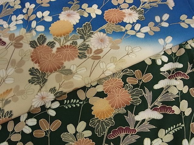 平和屋-こころ店◆訪問着　枝花文　暈し染め　金彩　着丈156cm　裄丈66cm　正絹　逸品　mop470_画像6