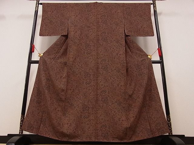 平和屋-こころ店◆上質な小紋 更紗草花文 着丈159.5cm 裄丈64.5cm 正絹 逸品 mop1433の画像2