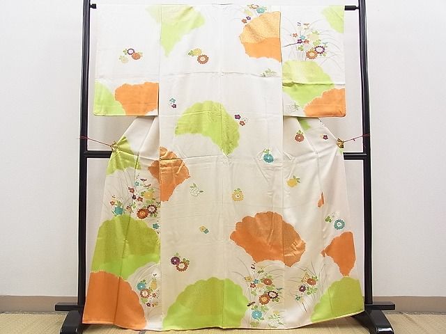 平和屋野田店■訪問着　絞り　刺繍　菊梅牡丹文　金彩　逸品　n-hv3481_画像1