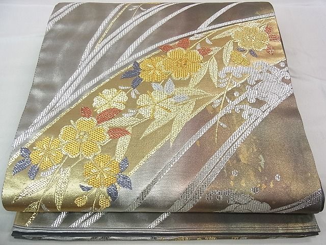 平和屋1■六通柄袋帯　光彩綴れ　花仙　金銀糸　逸品　eg1215_画像1